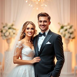 A beautifully styled matching profile picture (PFP) for a bride and groom