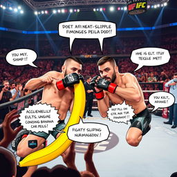 A humorous collage of UFC MMA fighters in exaggerated, funny scenarios