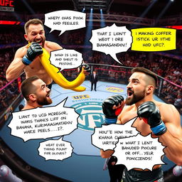 A humorous collage of UFC MMA fighters in exaggerated, funny scenarios