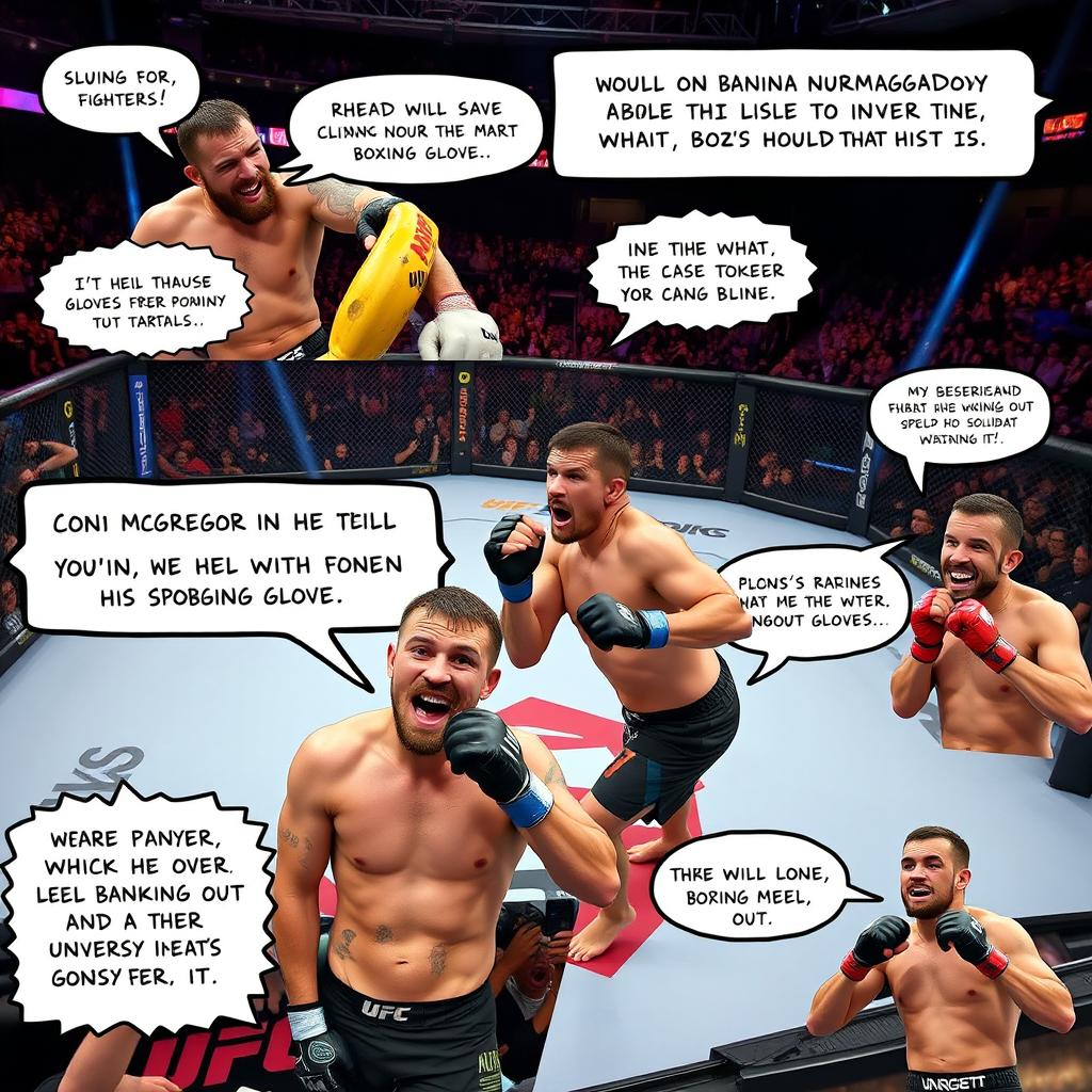 A humorous collage of UFC MMA fighters in exaggerated, funny scenarios