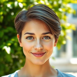 A striking portrait of a person with natural-looking eyes that appear vibrant and healthy, showcasing a soft smile