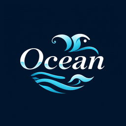 A modern and creative logo design featuring the name 'Ocean' prominently displayed in an elegant and bold typeface