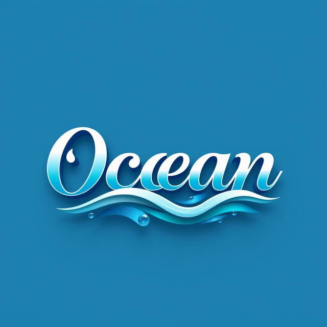 A modern and creative logo design featuring the name 'Ocean' prominently displayed in an elegant and bold typeface