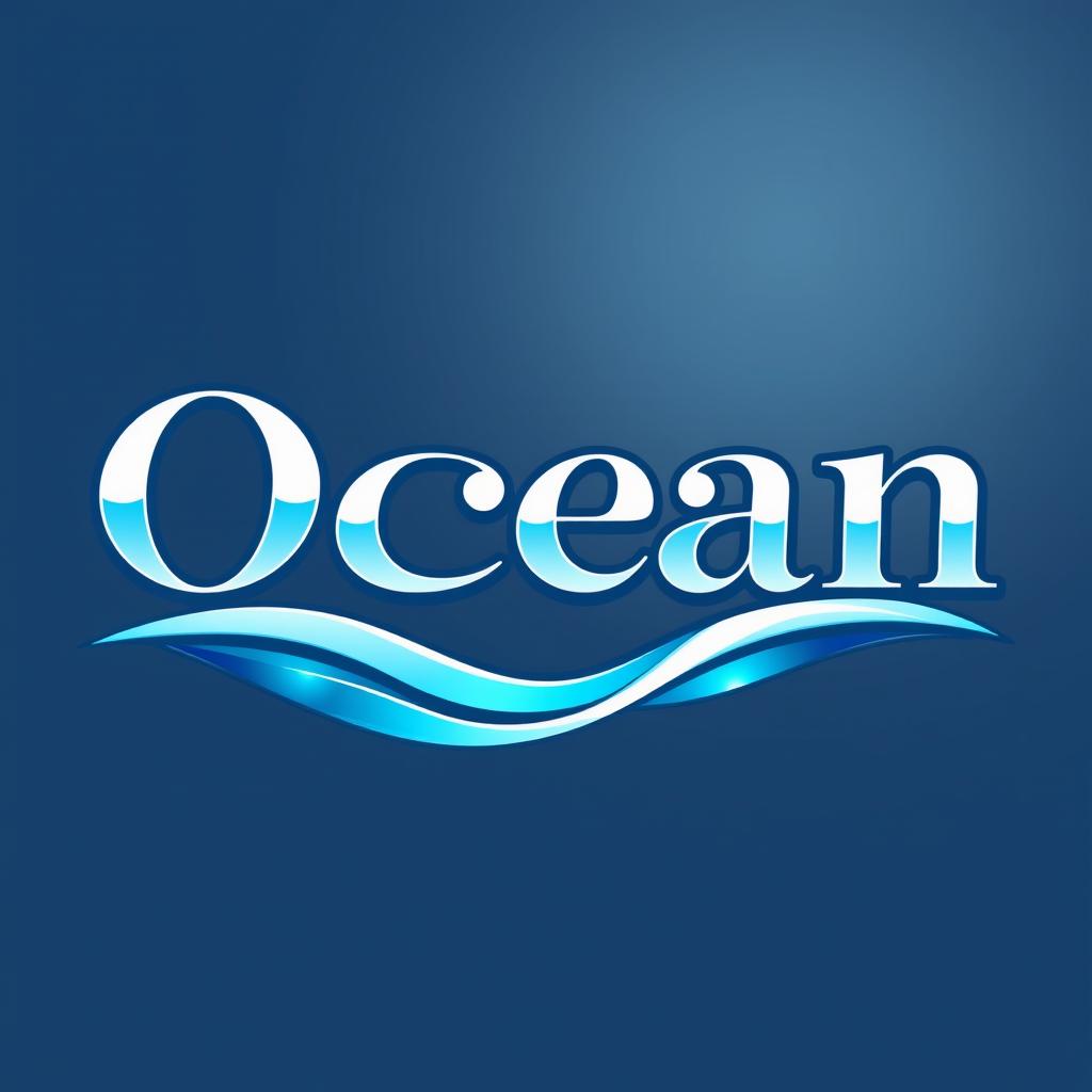 A modern and creative logo design featuring the name 'Ocean' prominently displayed in an elegant and bold typeface