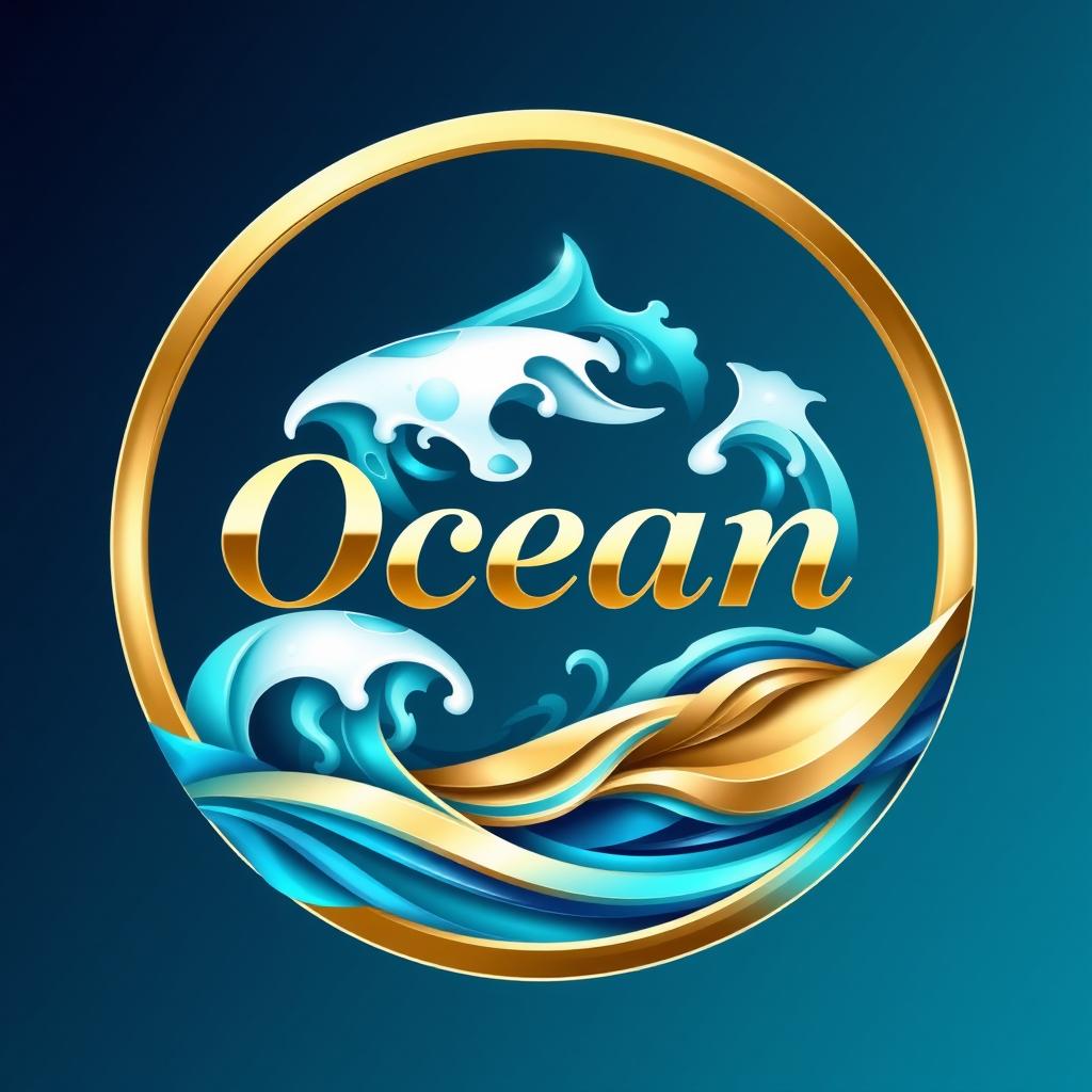 A luxurious and attractive logo featuring the name 'Ocean' prominently displayed in a stylish font