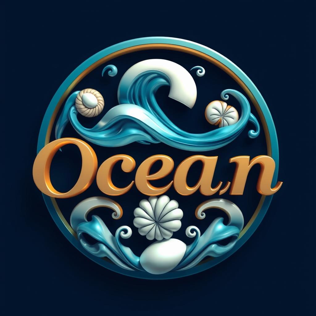 A luxurious and creative logo featuring the name "Ocean" prominently displayed