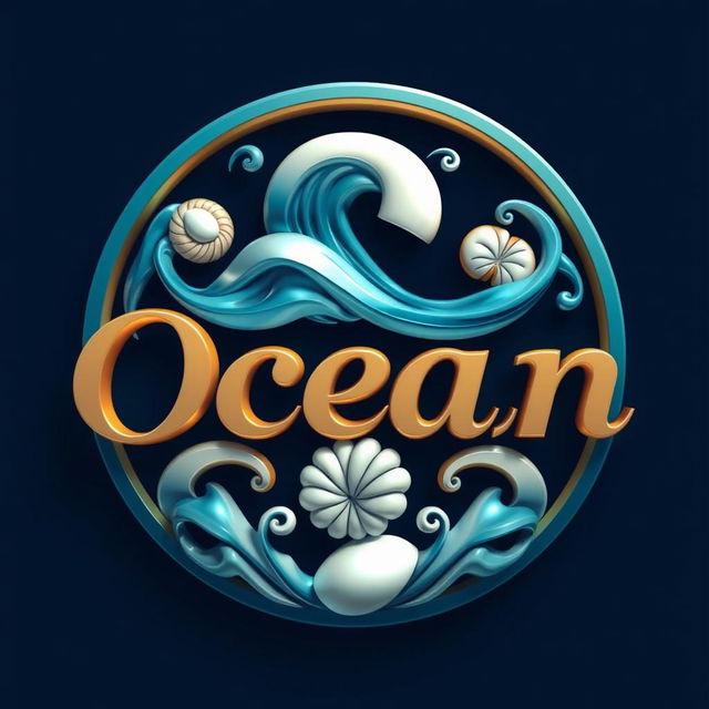 A luxurious and creative logo featuring the name "Ocean" prominently displayed