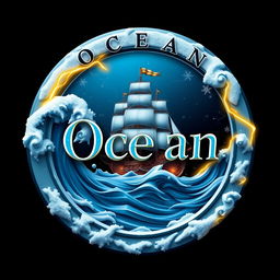 A luxurious and creative circular logo featuring the name "Ocean" prominently in a stylish font