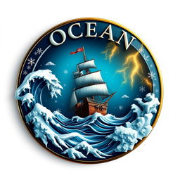 A luxurious and creative circular logo featuring the name "Ocean" prominently in a stylish font