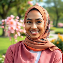 A beautiful and attractive young woman wearing a stylish hijab, exuding elegance and grace