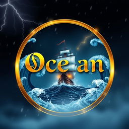 A luxurious, high-definition circular logo featuring the name "Ocean" prominently displayed in clear gold lettering