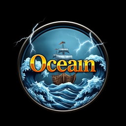 A circular logo featuring the name "Ocean" prominently displayed in clear, luxurious gold lettering