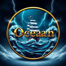 A circular logo featuring the name "Ocean" prominently displayed in clear, luxurious gold lettering