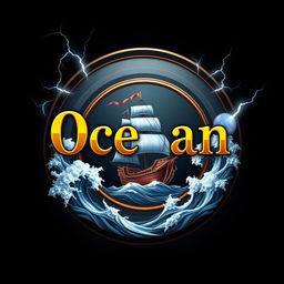 A circular logo featuring the name "Ocean" prominently displayed in clear, luxurious gold lettering