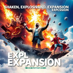 A dynamic and inspiring poster for a competition titled "Shaken, Explosion and Expansion"