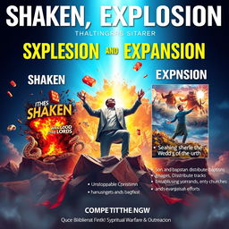 A dynamic and inspiring poster for a competition titled "Shaken, Explosion and Expansion"