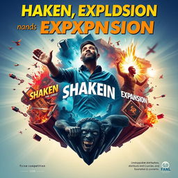 A dynamic and inspiring poster for a competition titled "Shaken, Explosion and Expansion"