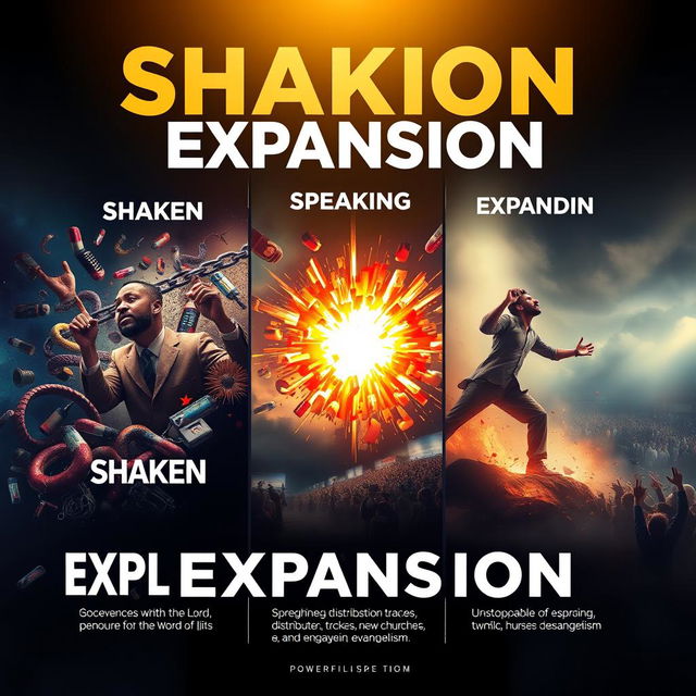 A powerful and inspiring poster for a competition titled 'Shaken, Explosion and Expansion'