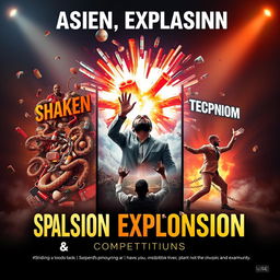 A powerful and inspiring poster for a competition titled 'Shaken, Explosion and Expansion'