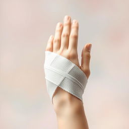 An artistic representation of a bandage wrapped around a delicate, stylized hand