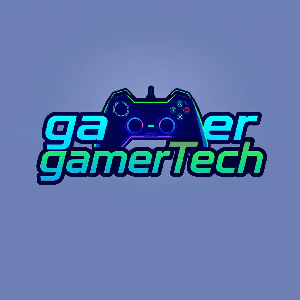 A logo design for a modern gaming and tech YouTube channel named 'gamerTech'