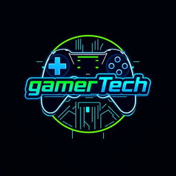 A logo design for a modern gaming and tech YouTube channel named 'gamerTech'