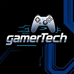 A modern logo design for a gaming and tech YouTube channel named 'gamerTech'
