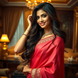 A stunning Indian bhabhi in a luxurious and elegant home setting