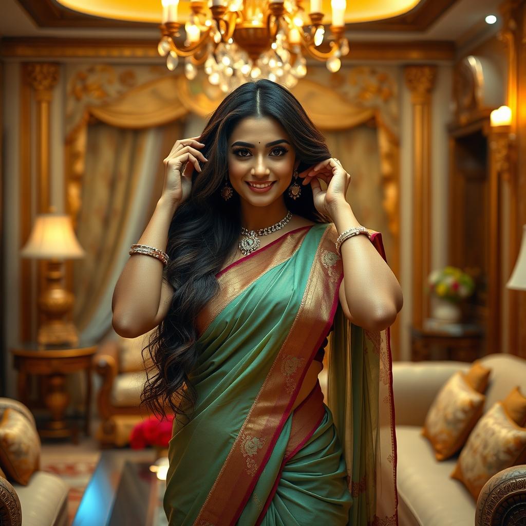 A stunning Indian bhabhi in a luxurious and elegant home setting