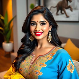 A stunning and fashionable Indian bhabhi posing confidently for a stylish Instagram photo