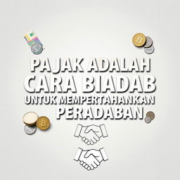 A visually striking graphic featuring the bold text "PAJAK ADALAH CARA BIADAB UNTUK MEMPERTAHANKAN PERADABAN" in a modern, impactful font