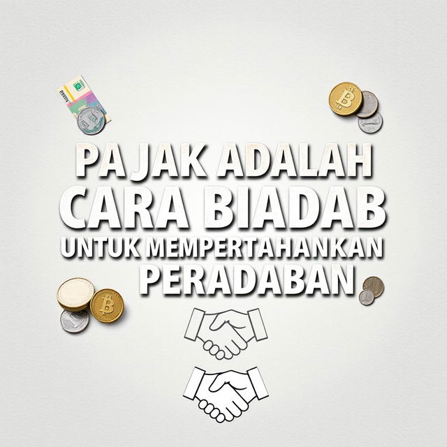 A visually striking graphic featuring the bold text "PAJAK ADALAH CARA BIADAB UNTUK MEMPERTAHANKAN PERADABAN" in a modern, impactful font