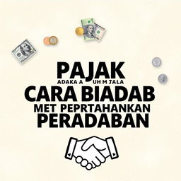 A visually striking graphic featuring the bold text "PAJAK ADALAH CARA BIADAB UNTUK MEMPERTAHANKAN PERADABAN" in a modern, impactful font