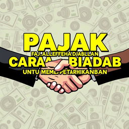 A visually striking design featuring the phrase "PAJAK ADALAH CARA BIADAB UNTUK MEMPERTAHANKAN PERADABAN" prominently displayed in bold, dynamic typography