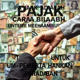 A visually striking image featuring the phrase "PAJAK ADALAH CARA BIADAB UNTUK MEMPERTAHANKAN PERADABAN" creatively integrated into the image