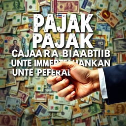 A visually striking image featuring the phrase "PAJAK ADALAH CARA BIADAB UNTUK MEMPERTAHANKAN PERADABAN" creatively integrated into the image