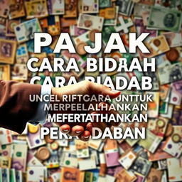 A visually striking image featuring the phrase "PAJAK ADALAH CARA BIADAB UNTUK MEMPERTAHANKAN PERADABAN" creatively integrated into the image