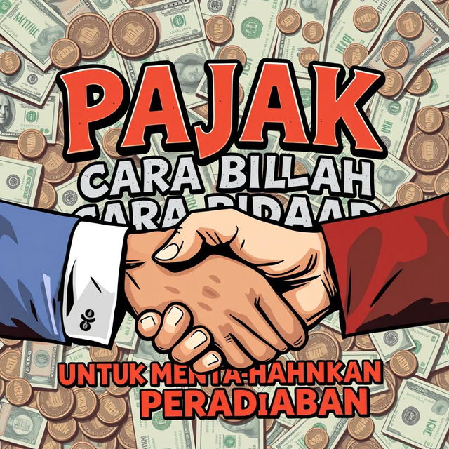 A compelling graphic illustrating the phrase 'PAJAK ADALAH CARA BIADAB UNTUK MEMPERTAHANKAN PERADABAN' in bold, artistic typography