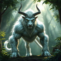 A striking creature named Adam the Beast, characterized by its stunning silver-white fur that glistens in the light