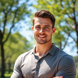A handsome, realistic man with chiseled features and a strong jawline