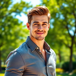 A handsome, realistic man with chiseled features and a strong jawline
