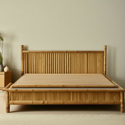 A minimalistic bamboo bed design with no bed sheets, pillows, or any additional accessories