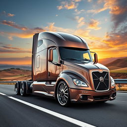 A strikingly modern semi-truck equipped with Fiat rims and custom wheels that showcase a cutting-edge design