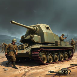 A detailed illustration of the Semovente da 90/53, an Italian self-propelled gun from World War II