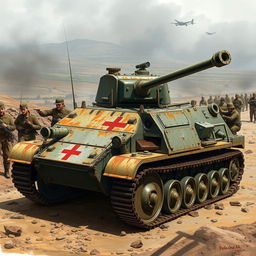 A detailed illustration of the Semovente da 90/53, an Italian self-propelled gun from World War II