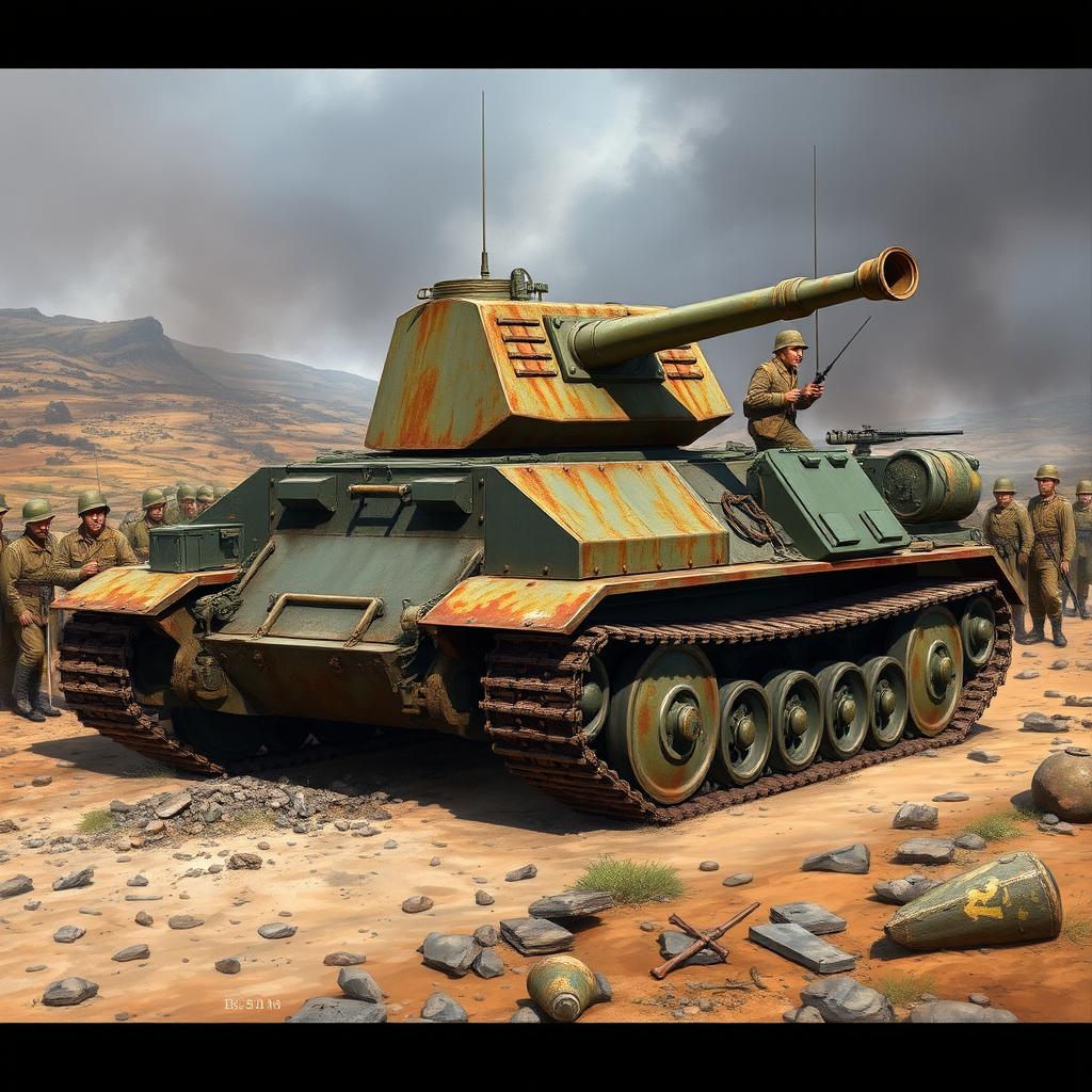 A detailed illustration of the Semovente da 90/53, an Italian self-propelled gun from World War II