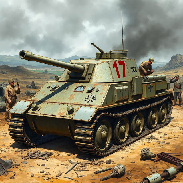 A detailed illustration of the Semovente da 90/53, an Italian self-propelled gun from World War II