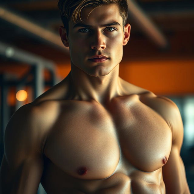 A close-up, artistic portrait of a fit person showing off their well-defined abs