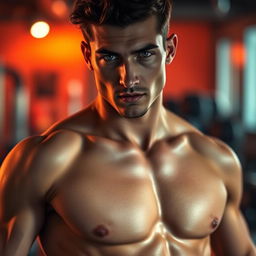 A close-up, artistic portrait of a fit person showing off their well-defined abs