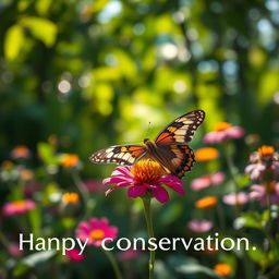 A realistic close-up photograph of a butterfly resting on a vibrant flower in its natural habitat